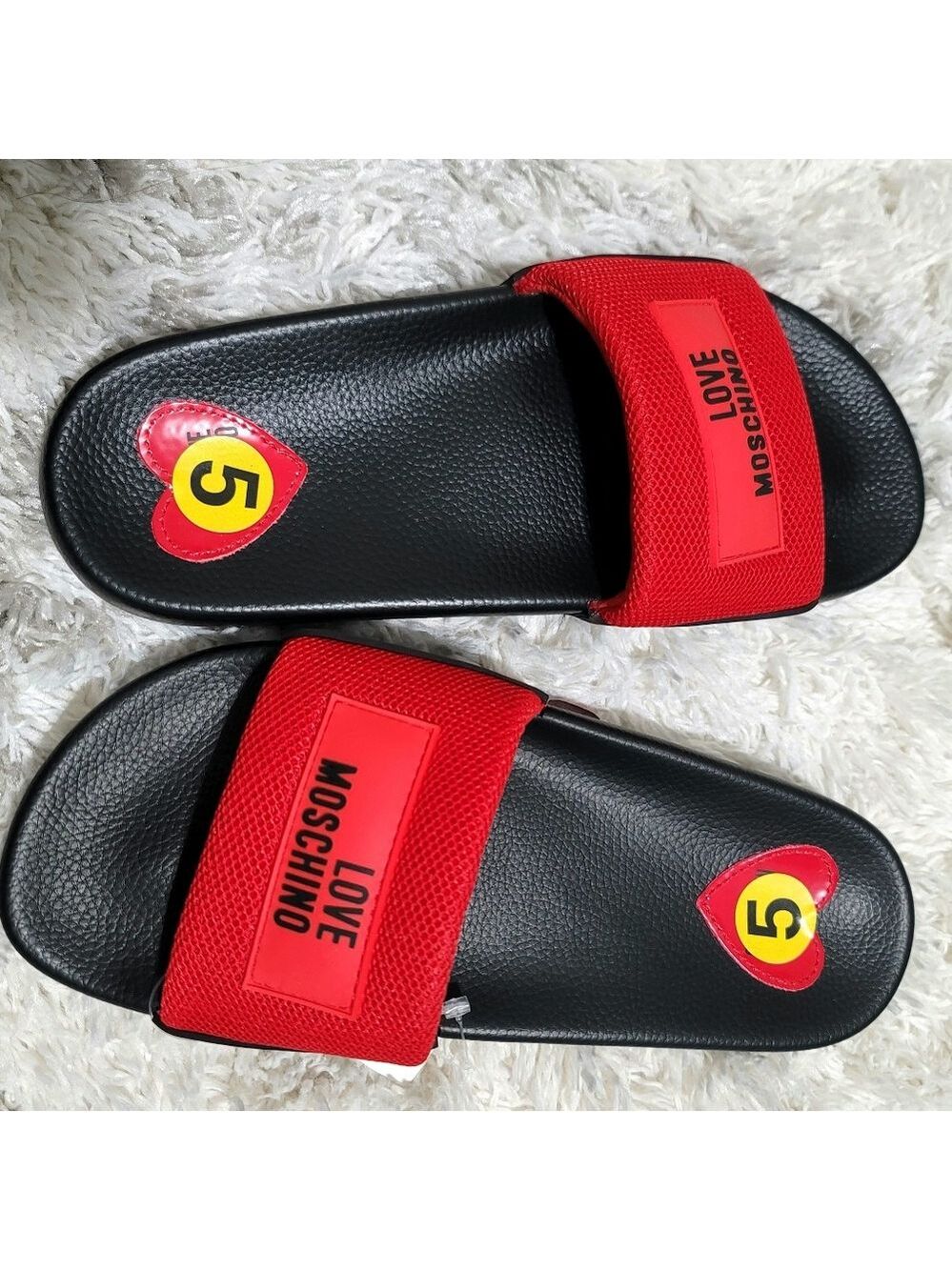 NEW Love Moschino Women's Mesh Detail Slider Size 5